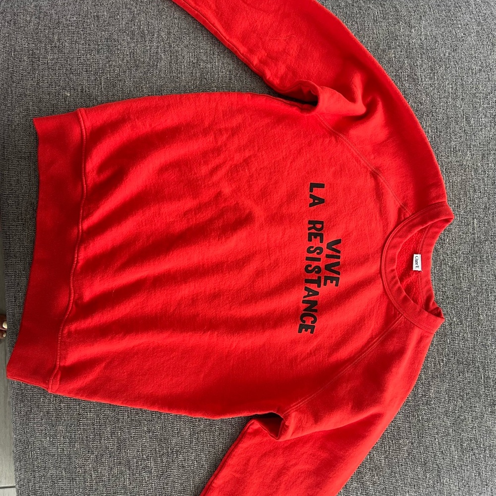Clare V Red Crew Neck Sweater viva la resistance sweatshirt women’s
